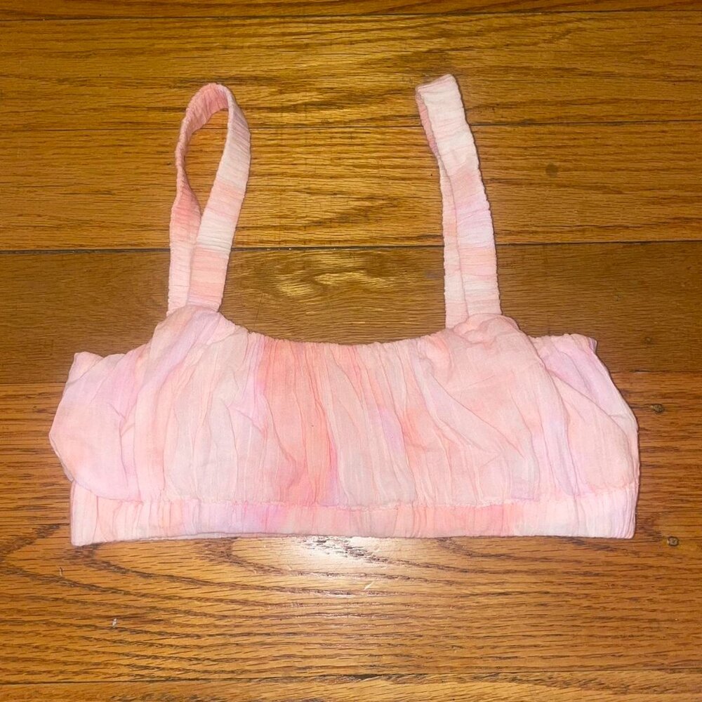 Bershka Pink and white tie dye crop top